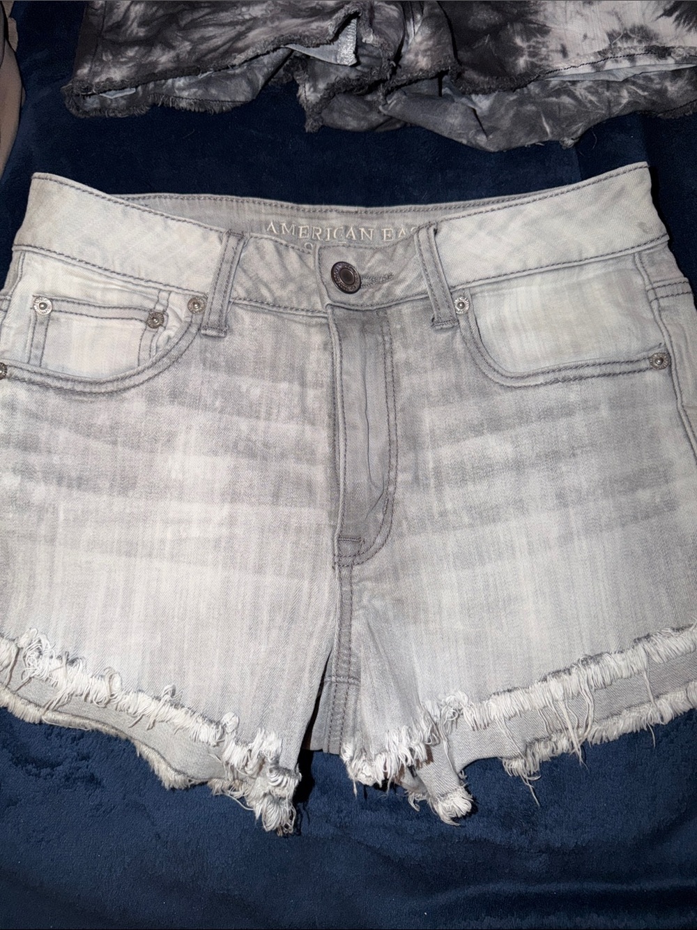American Eagle Outfitters Light Gray Frayed Hem Denim Shorts